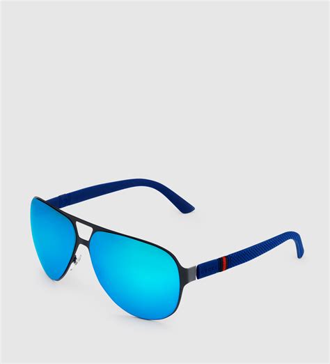 gucci matte blue sunglasses|blue gucci sunglasses men's.